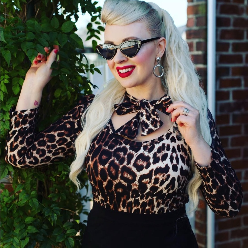 Bonsai Kitten BLUE snow leopard top with bow